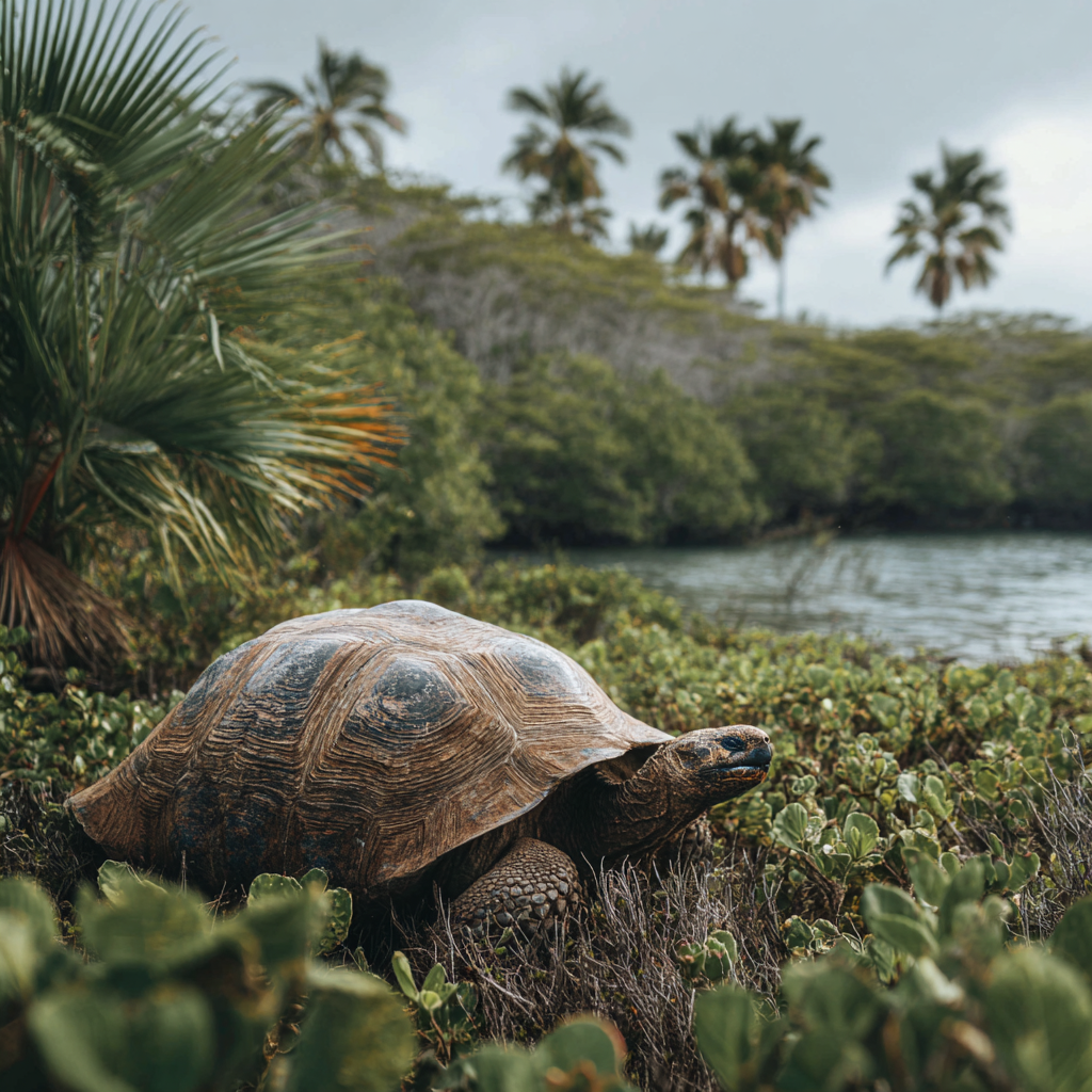 Giant tortoise in the Galapagos